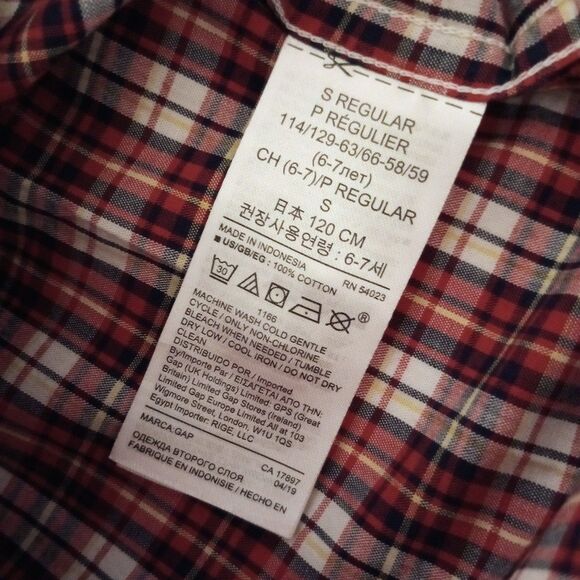 NWT GapKids Red Plaid Button Up Top sz S Boys Youth Holiday Christmas DressShirt - Picture 4 of 4